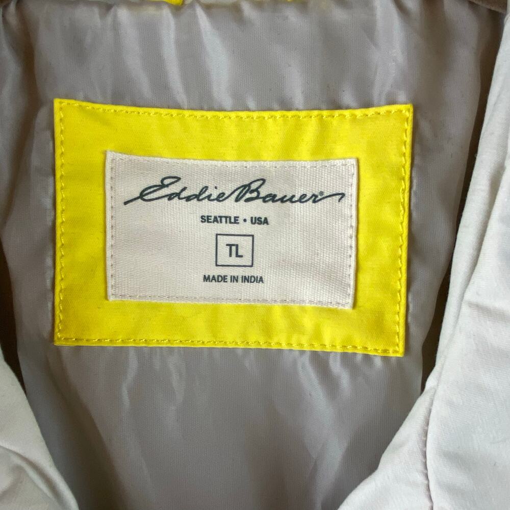 Eddie Bauer Trench Coat Size L Tall Tan Yellow Rain Classic - Picture 7 of 9